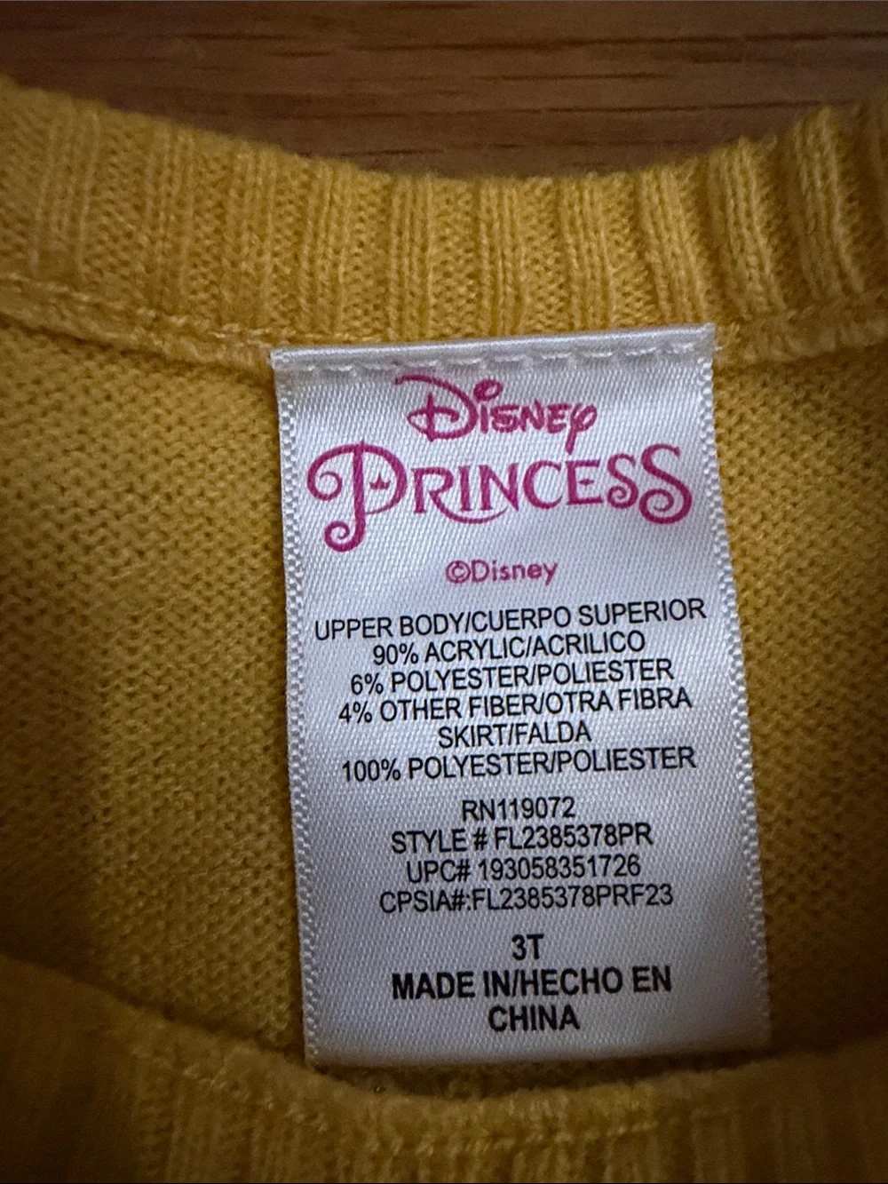 Disney Belle Yellow Princess Tutu Dress Costume